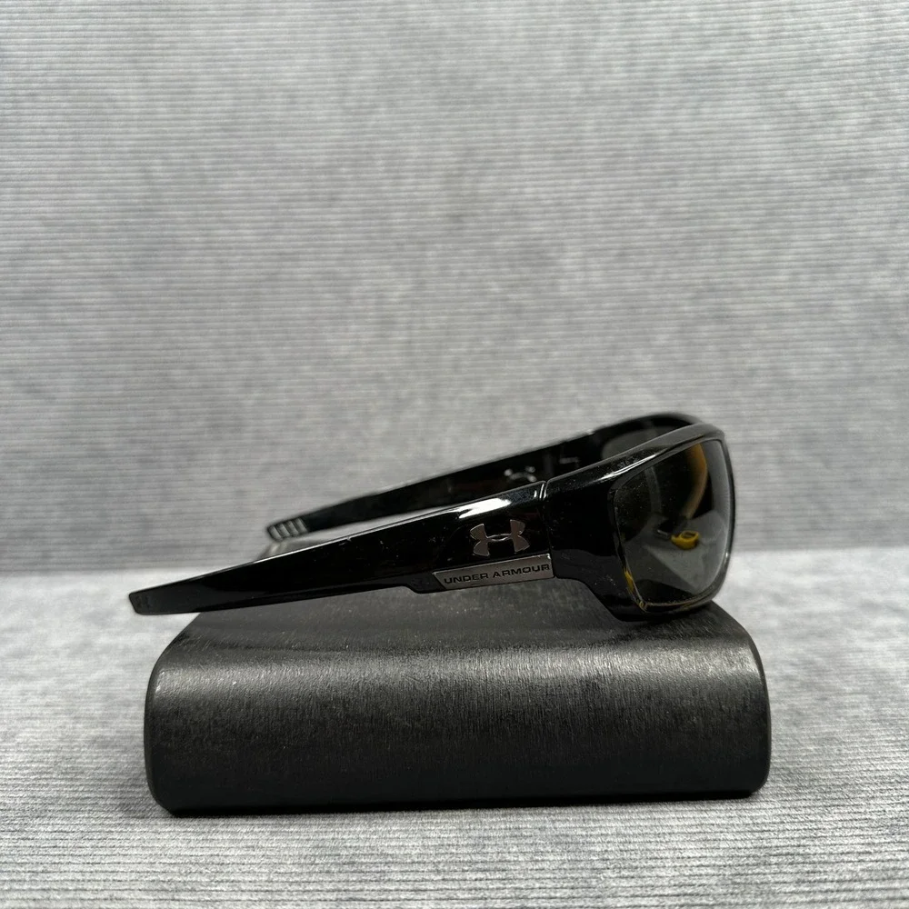 Under Armour y2k Sunglasses Mens Black Wrap Sport Frames Grey Lens Logo Athletic